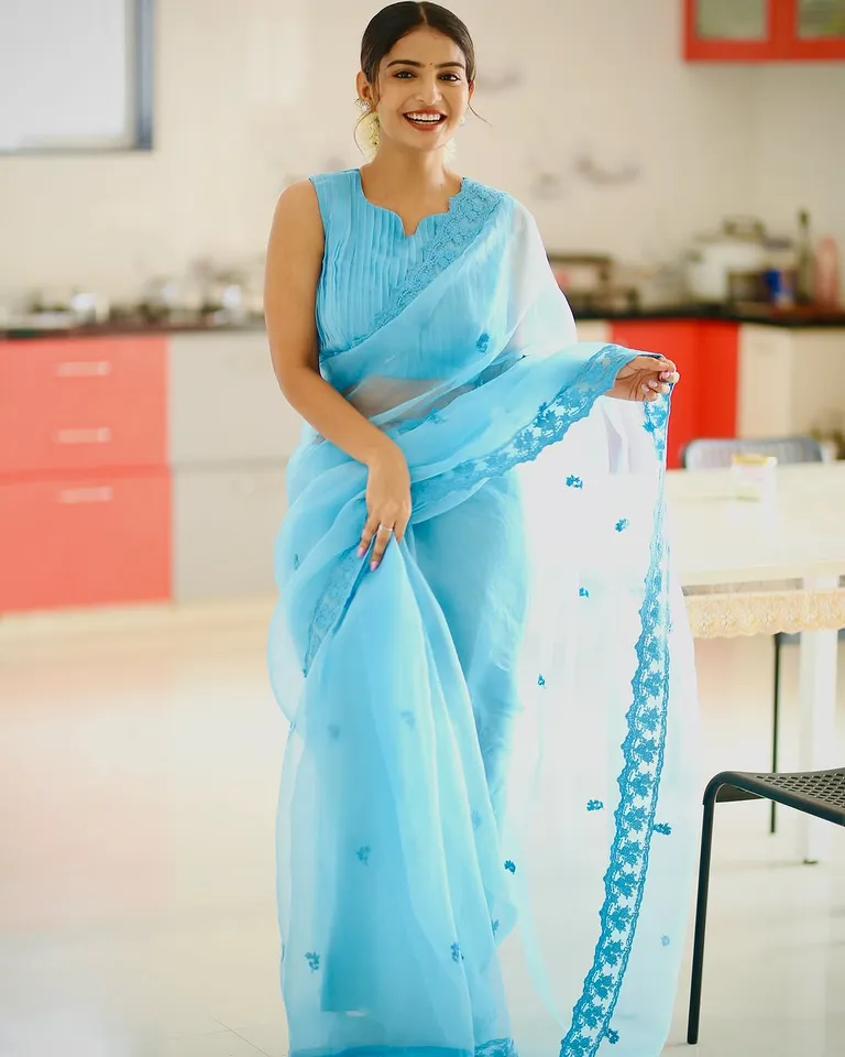 Ananya nagalla blue saree 