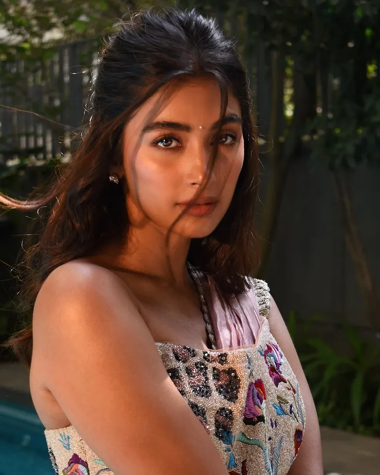 Pooja Hegde pink saree photos