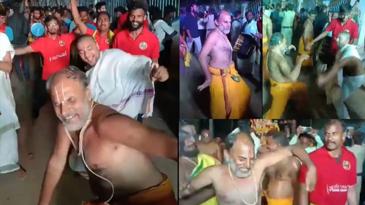 srikakulam priest break dance in brahmotsavam