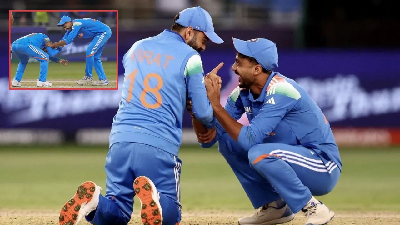 IND VS NZ VIRAT AND AXAR PATEL.