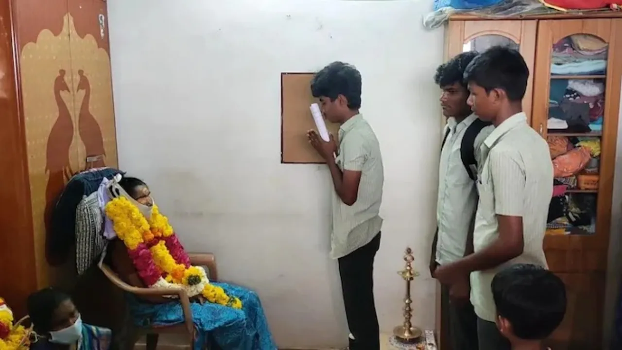 Tamil Nadu Class 12 student falls at dead mother's feet for blessings before exam