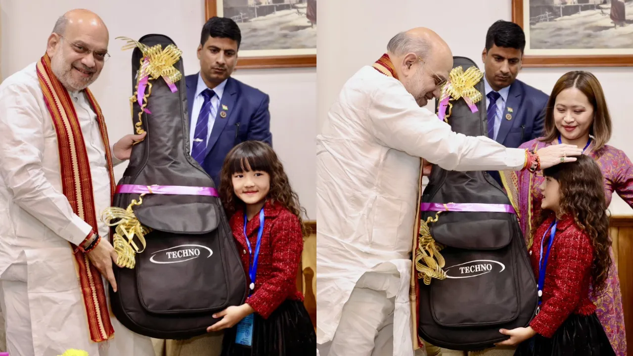  Mizoram child’s Vande Mataram rendition mesmerises Amit Shah, gifts her guitar
