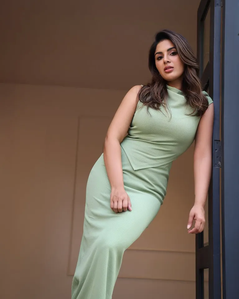 Samyuktha stunning photos in green dress
