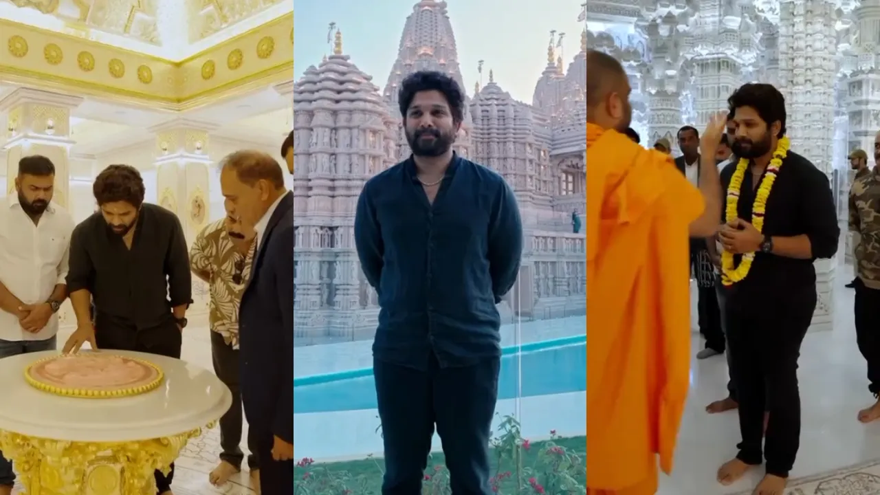 allu arjun at Swami Narayan Mandir in Abu Dhabi