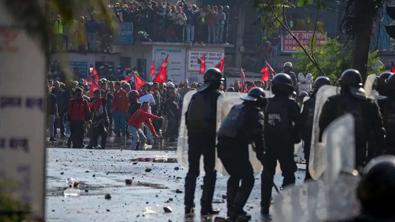  Pro-monarchy protestors clash with police in Nepal