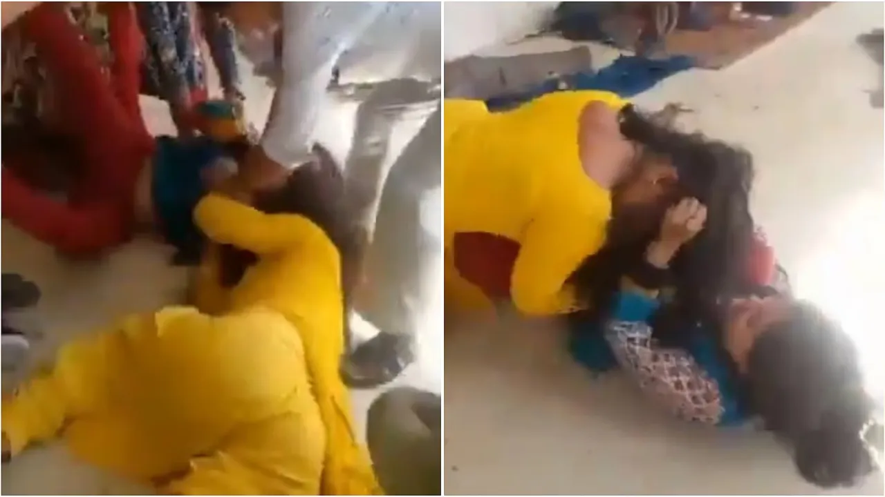 Anganwadi worker, teacher fight like school kids