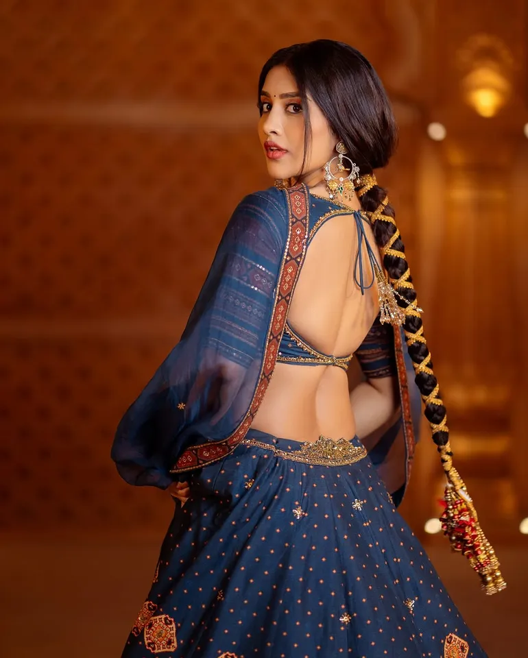 Nabha half saree stunning shoot