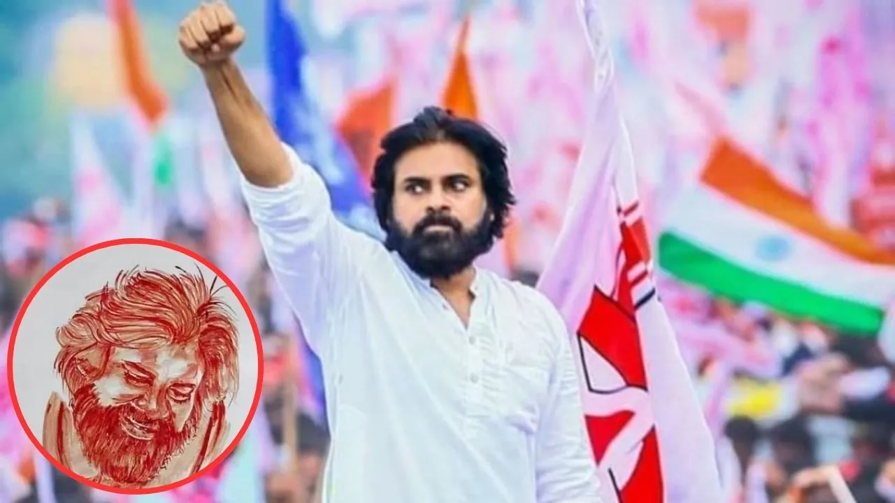 West Godavari fan draws Pawan Kalyan photo with his blood