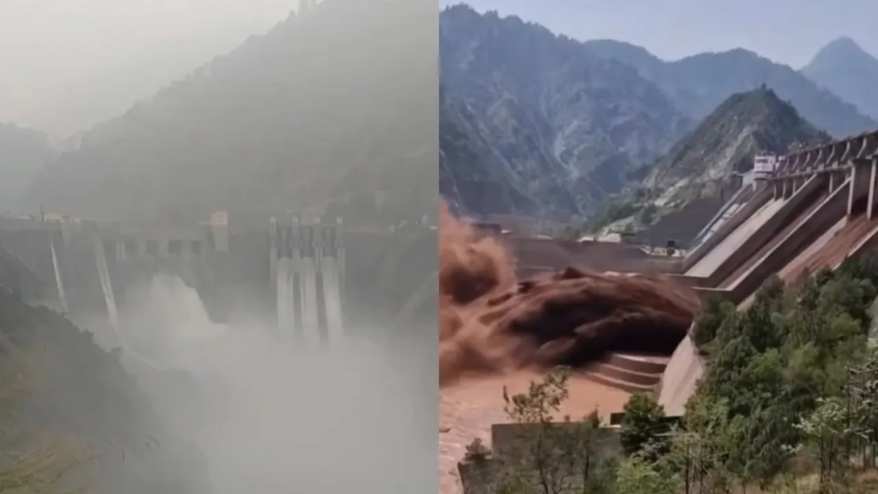 India Opens Baglihar Dam and Salal Dam Gates in Ramban Region Of Jammu and Kashmir On Chenab River  