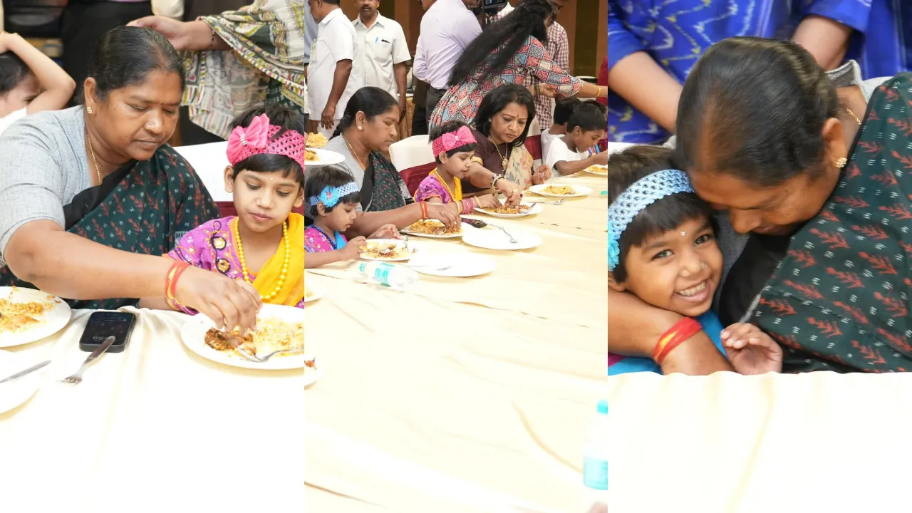 Minister Seethakka Dinner With Orphans 