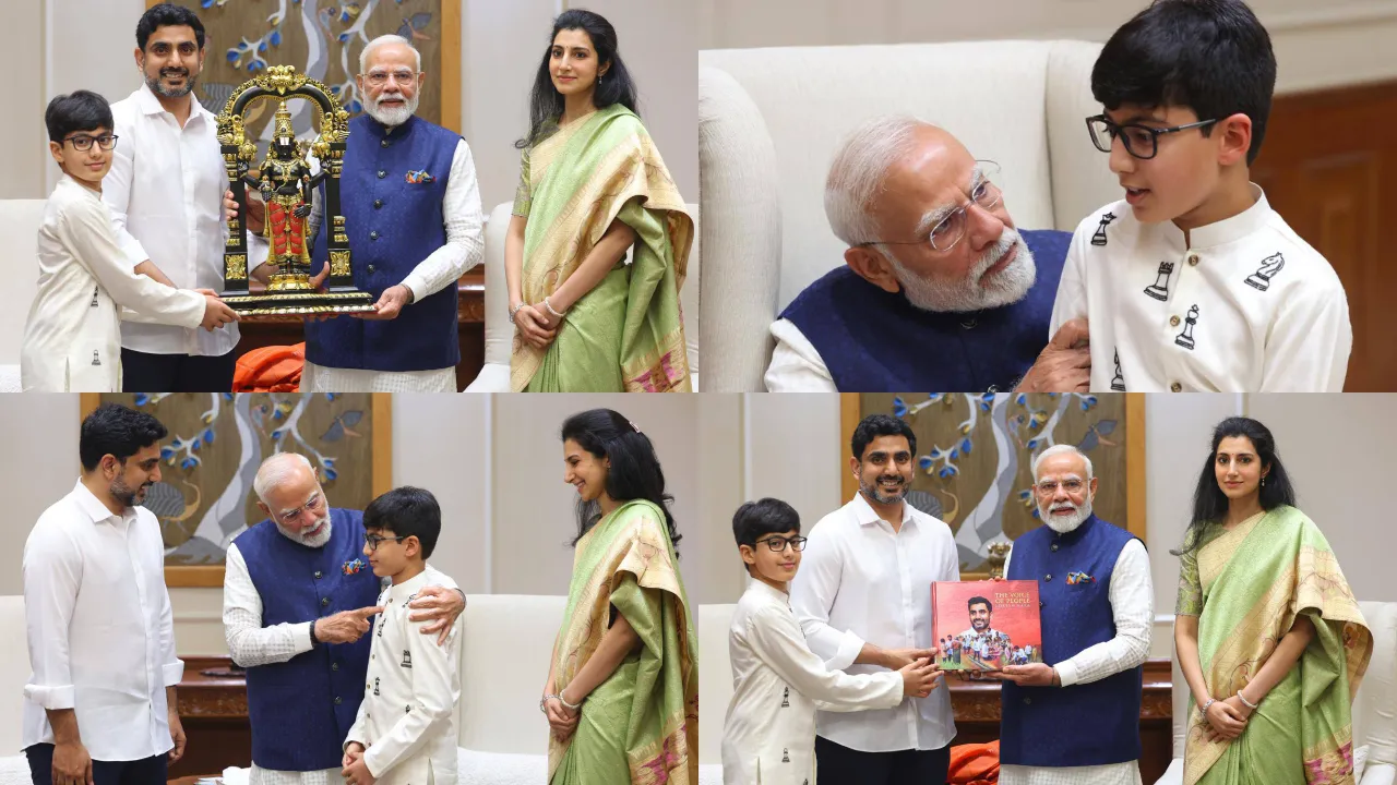 PM Modi-AP Minister Lokesh Meeting