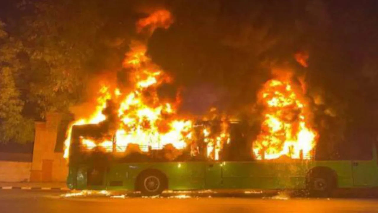 Bus catches fire in Suryapet