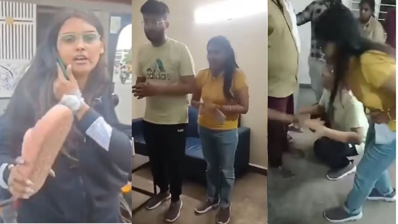 bengaluru woman hits auto driver with slipper Video Viral 
