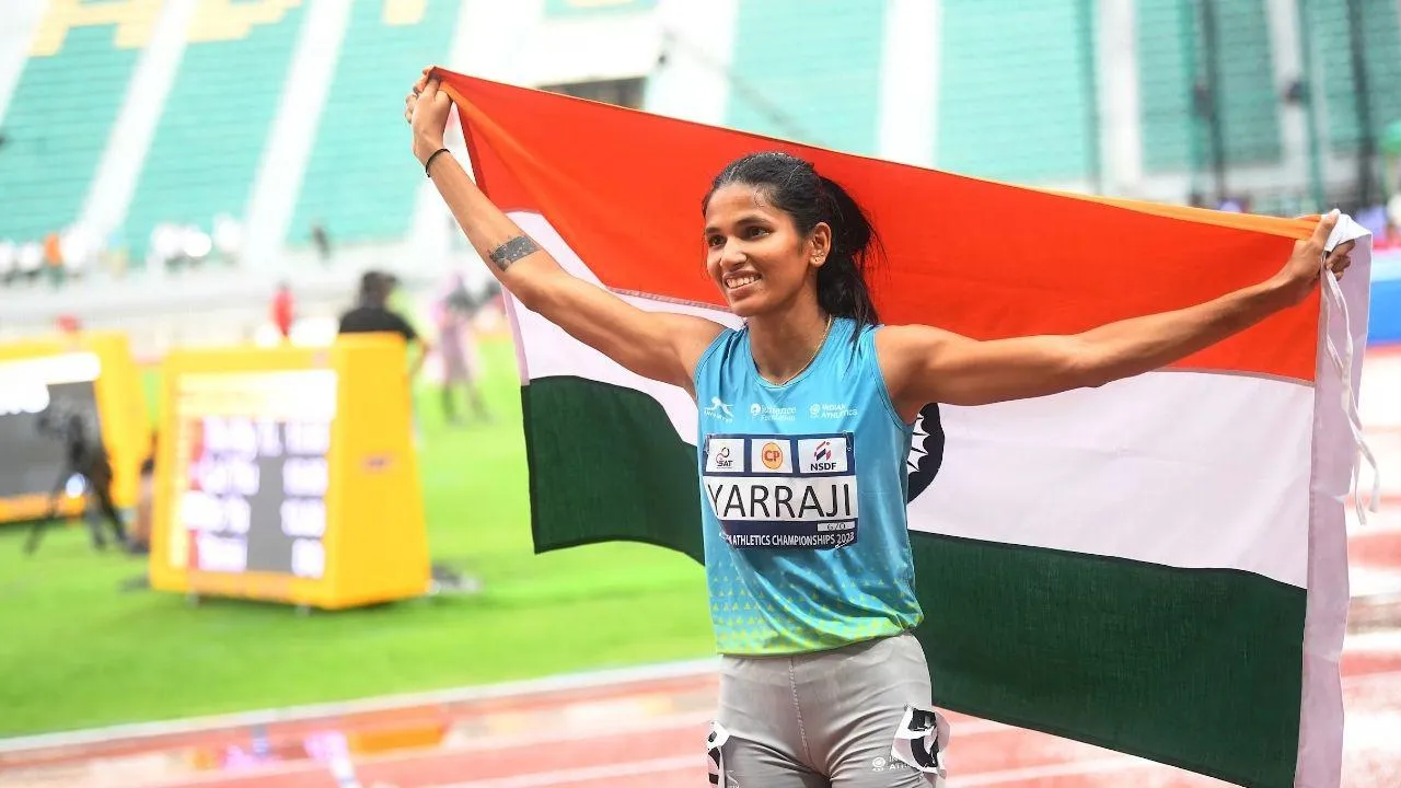 jyothi yarraji sets record wins 100m hurdles gold medal at Taiwan Athletics Open-2025