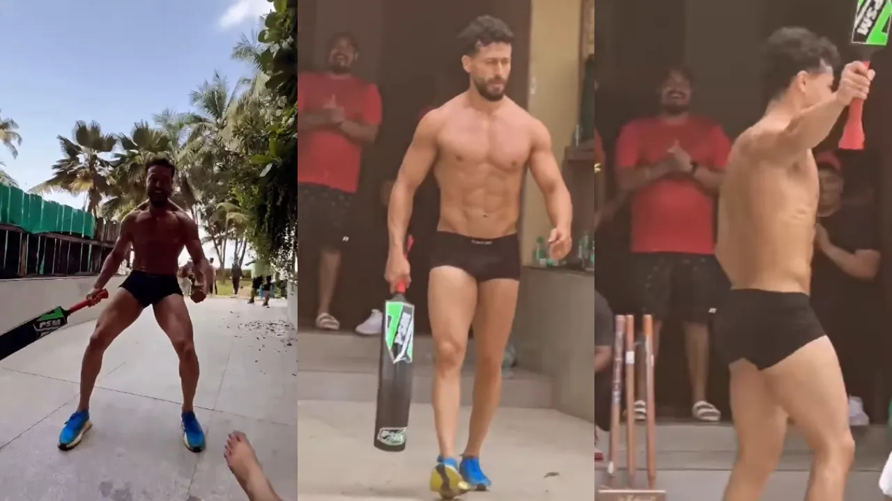 viral vide: Tiger Shroff playing cricket with under garment