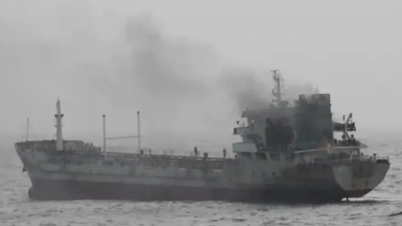 Indian Ship Fire Accident At Gujarat