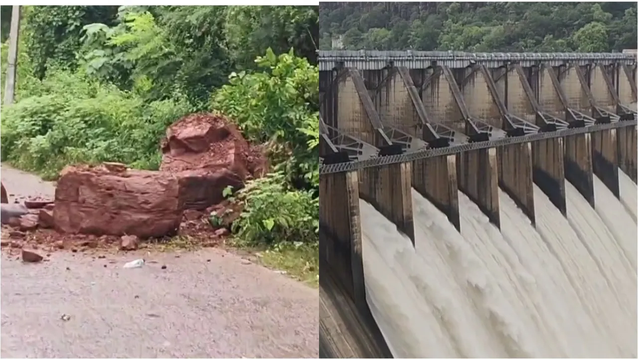 Landslides near Srisailam reservoir