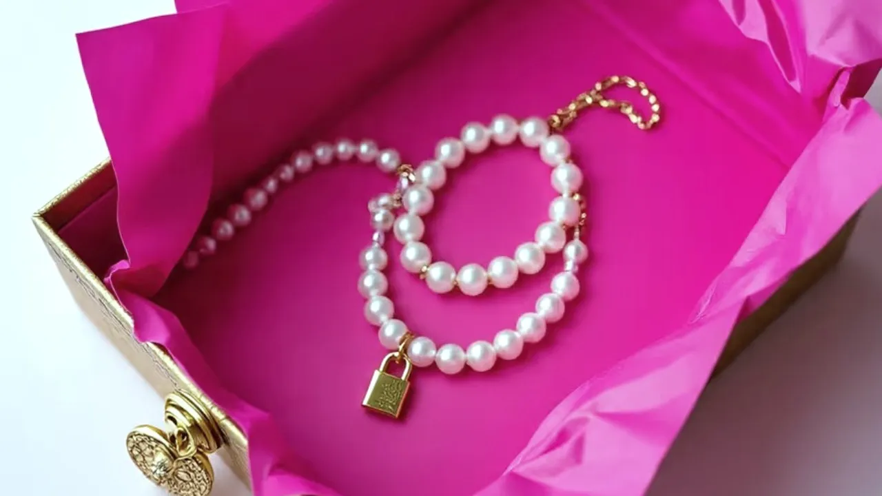 New gold in pink paper