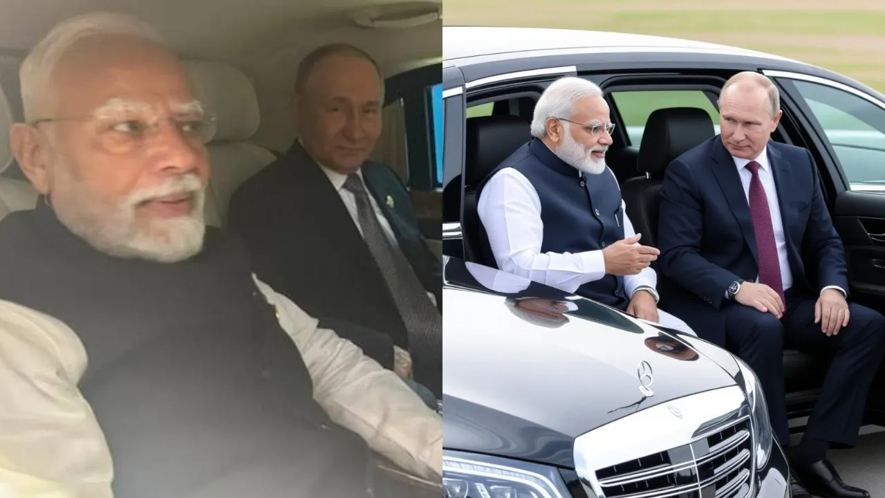 Putin with Modi in the car