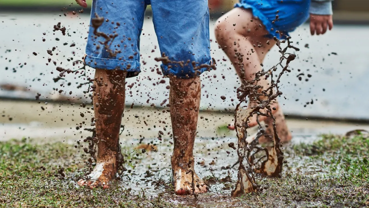 walking in mud