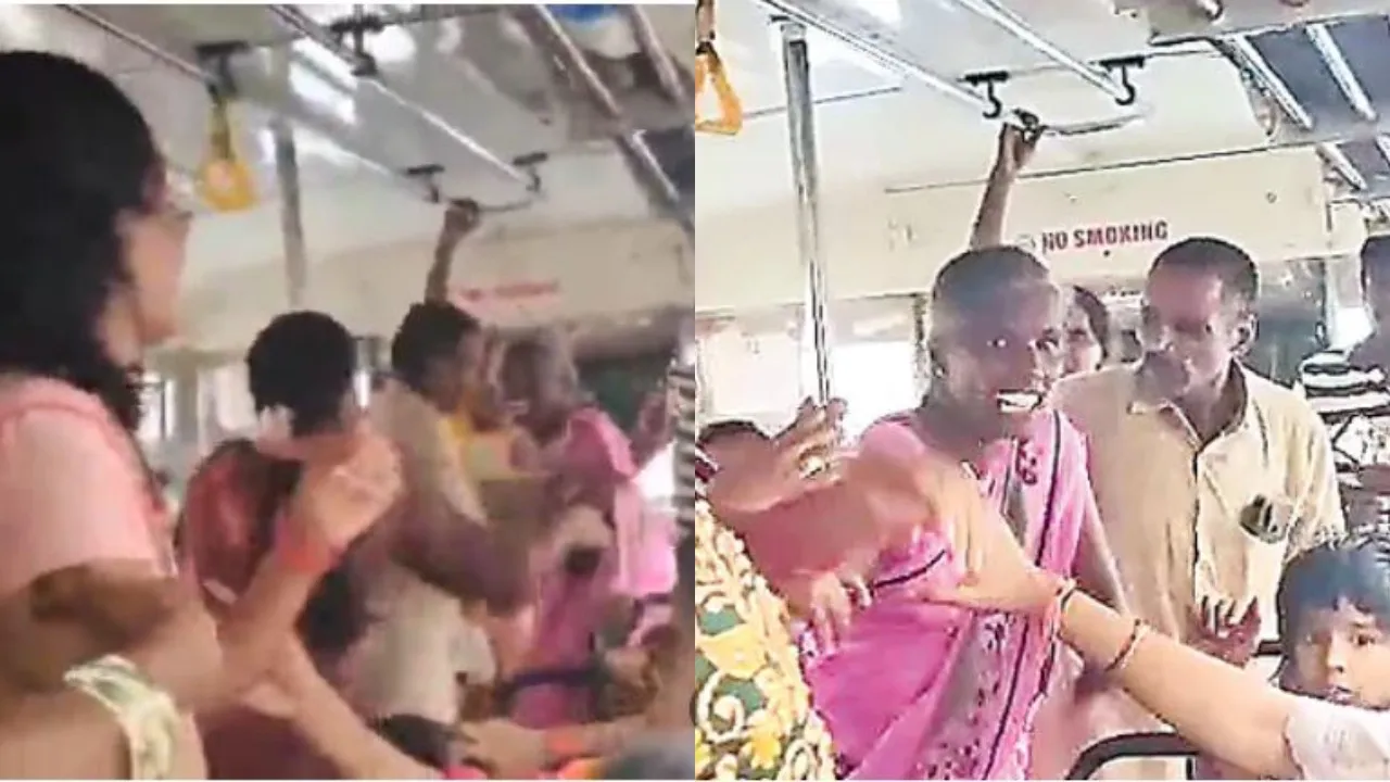 Fighting for a seat in an RTC bus