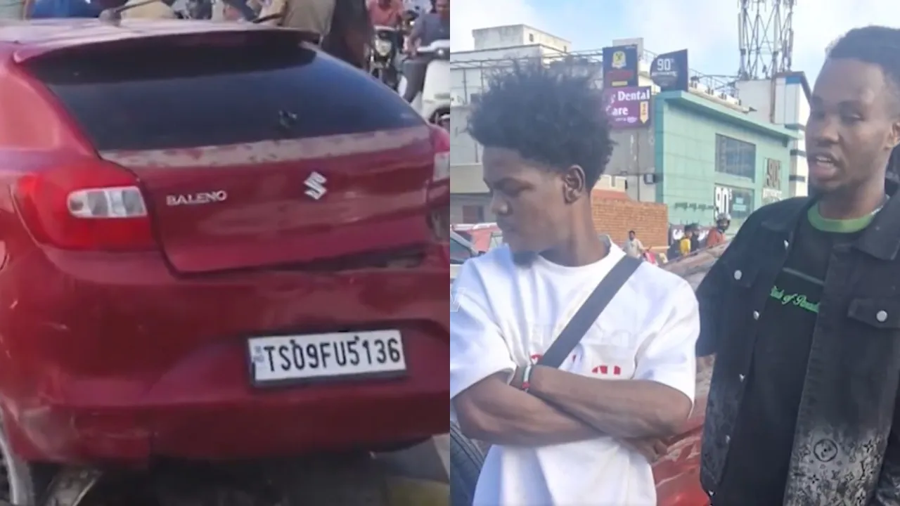 Car accident on JNTU bridge in Hyderabad