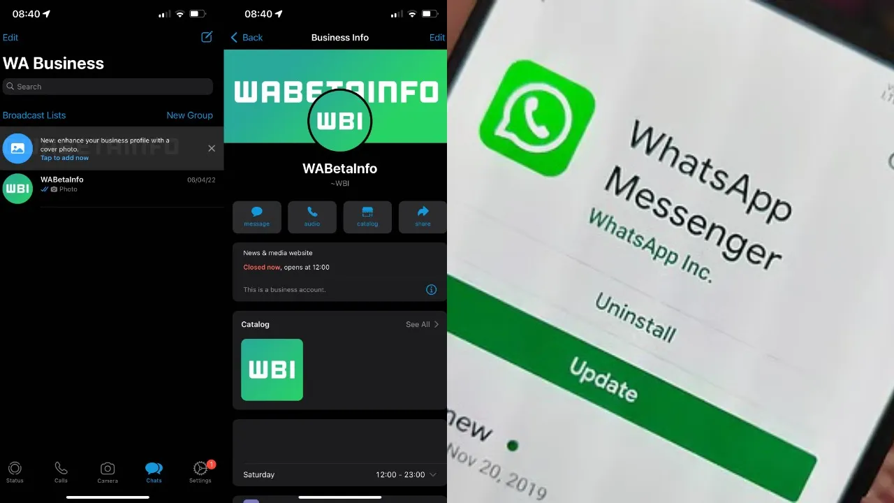 WhatsApp cover page update