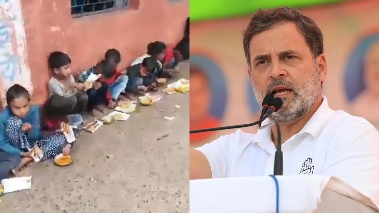 Rahul Gandhi Responds on kids having mid-day meals on newspapers in Madhya Pradesh