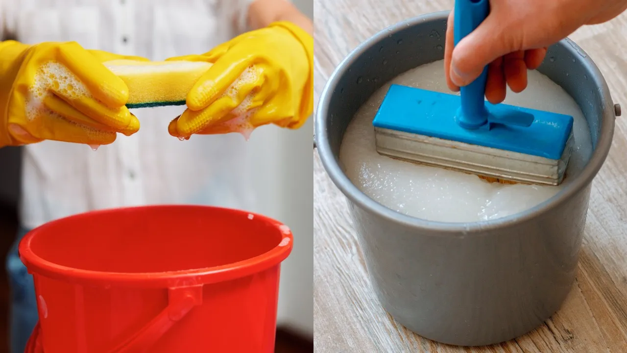 dirty plastic bucket