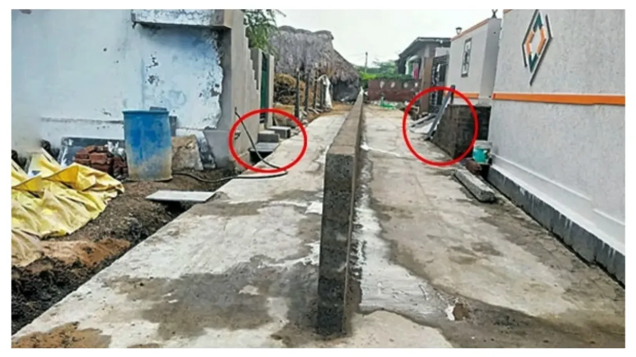 ఏపీలో వింత పంచాయితీ.. ఏపీలో రోడ్డుపైనే గోడ కట్టేసిన ప్రబుద్ధుడు