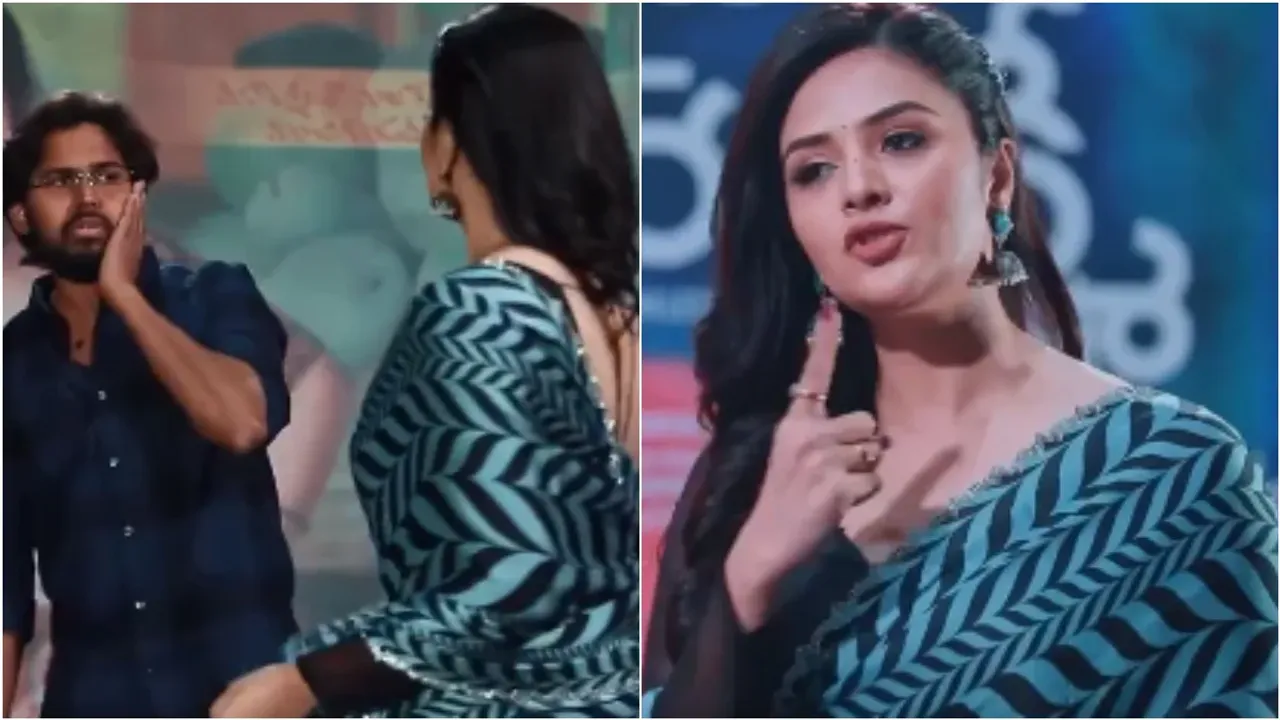 Anchor Sreemukhi: స్టేజ్ పై హీరో చేసిన పనికి..  చెంపపగలగొట్టిన శ్రీముఖి.. వైరలవుతున్న వీడియో