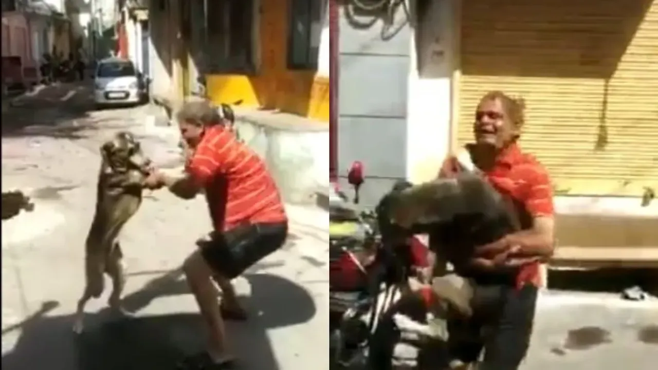 Viral Video:  వీడెవడ్రా బాబు.. కుక్కతో హోలీ ఆడుతున్నాడు..!