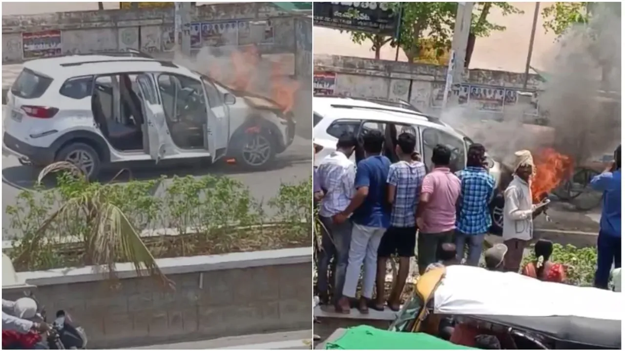 Car accident: సూర్యాపేటలో కారు దగ్ధం.. ఫ్యామిలీ సేఫ్.. వీడియో వైరల్!