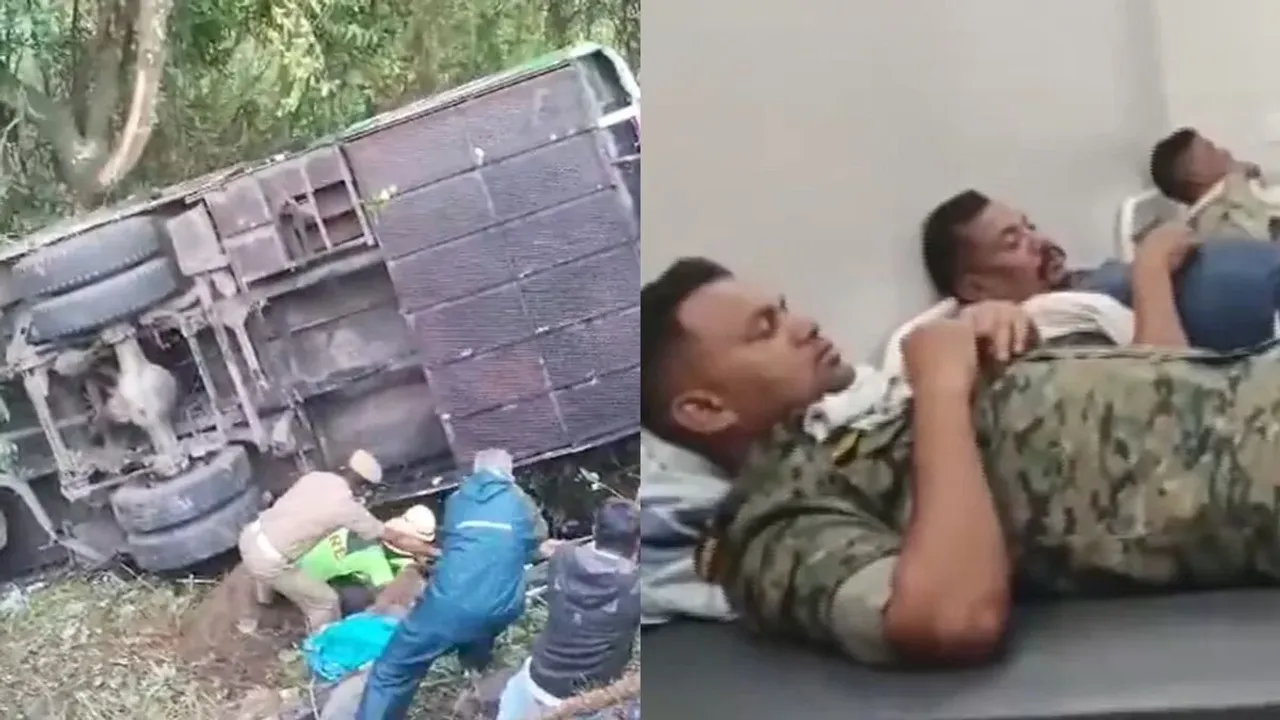 Major Accident: కారును ఢీకొట్టిన ఆర్మీ బస్సు..ముగ్గురు మృతి..26మంది జవాన్లకు గాయాలు..!