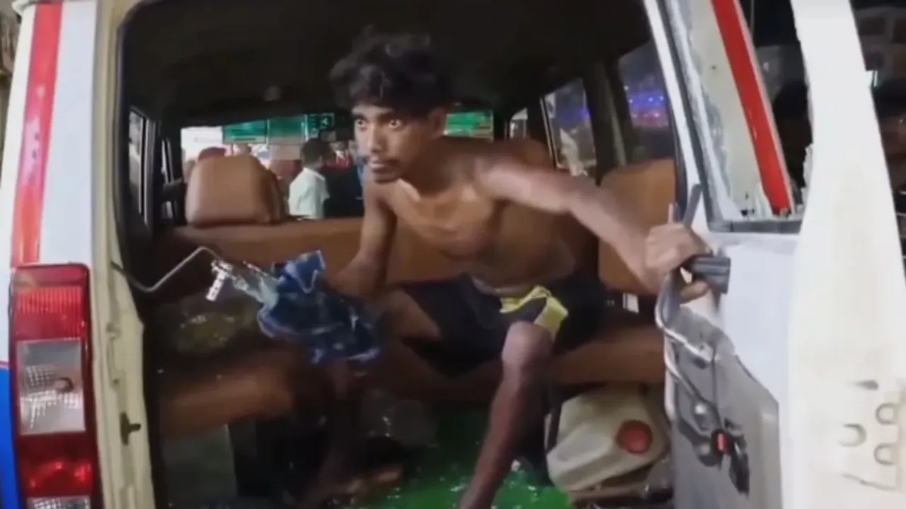 Crime News: ఒంగోలులో యువకుడు హల్‌చల్.. పోలీసు వాహనంపై దాడి..!