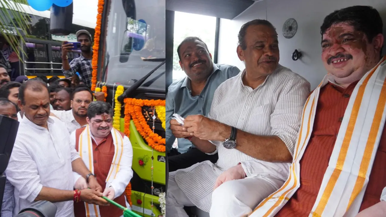 ఆర్టీసీ బస్సులను ప్రారంభించిన కోమటిరెడ్డి, పొన్నం