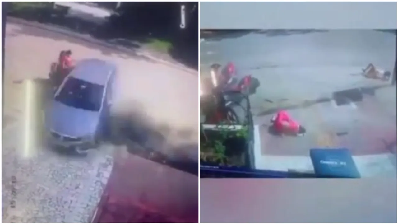 Accident: కారుతో స్టంట్లు చేస్తూ తల్లీ కూతుళ్లను ఢీ కొట్టిన 17 ఏళ్ల బాలుడు.. వీడియో వైరల్!