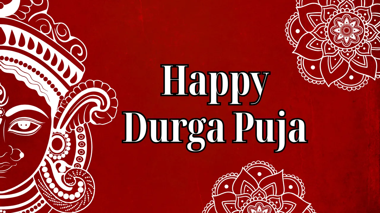 Red and White Traditional Durga Puja Instagram Post (1280 x 720 px)