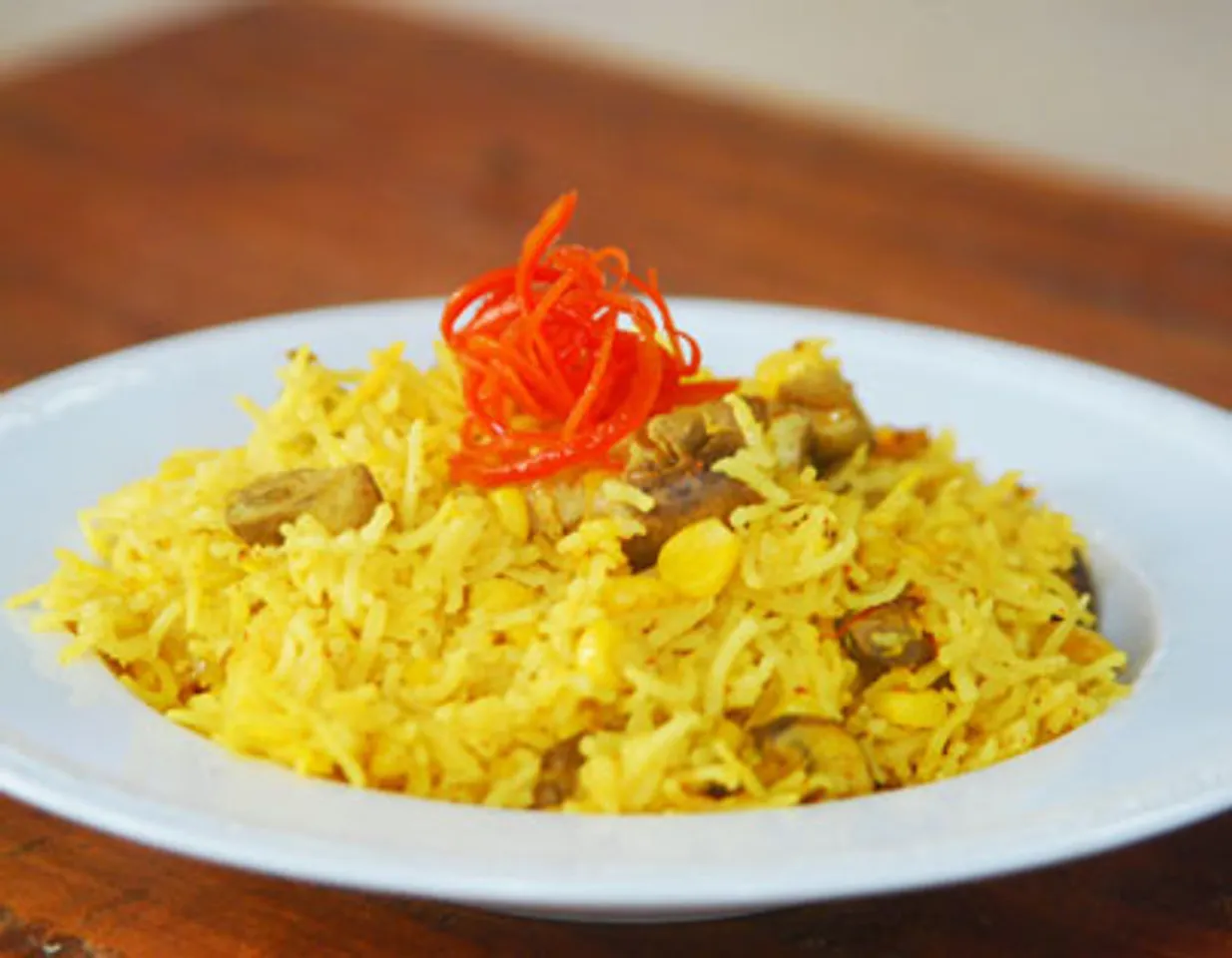Corn and Mushroom Biryani