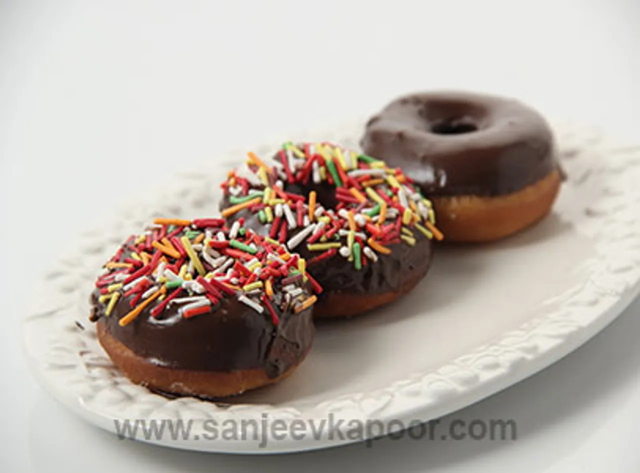 Eggless Chocolate Coated Doughnuts