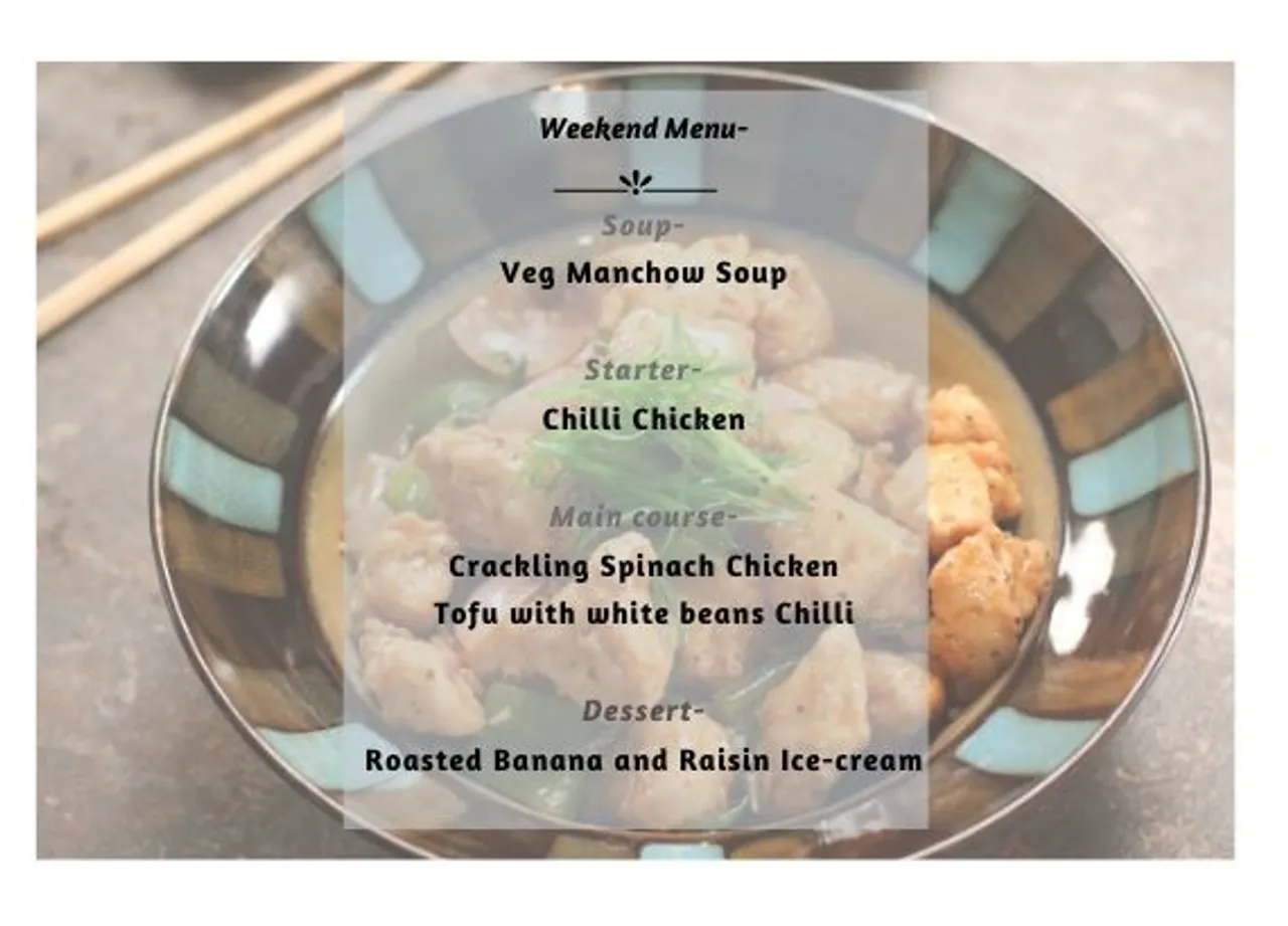 Menu for Weekend Sorted