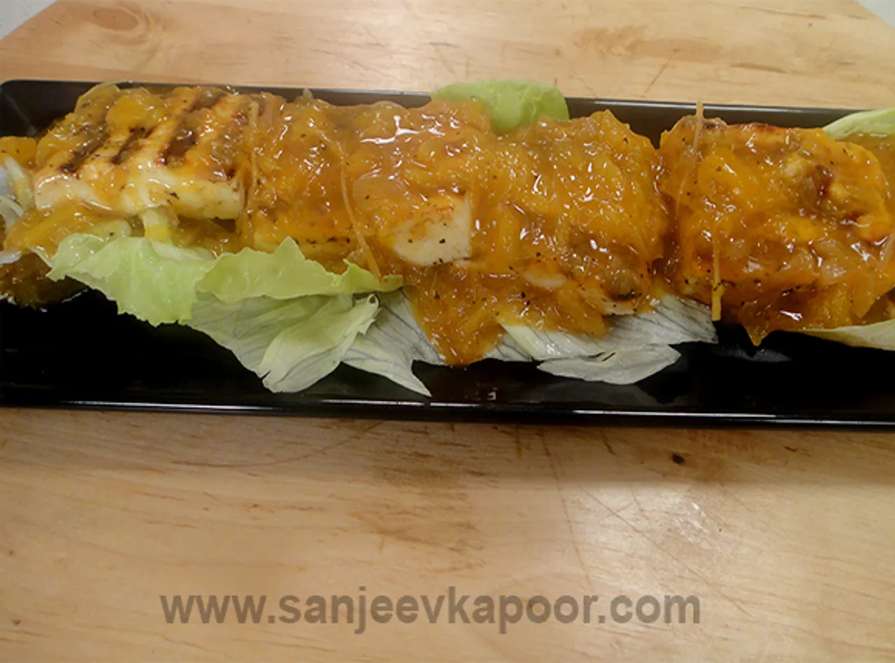 Grilled Paneer with Orange Ginger Sauce