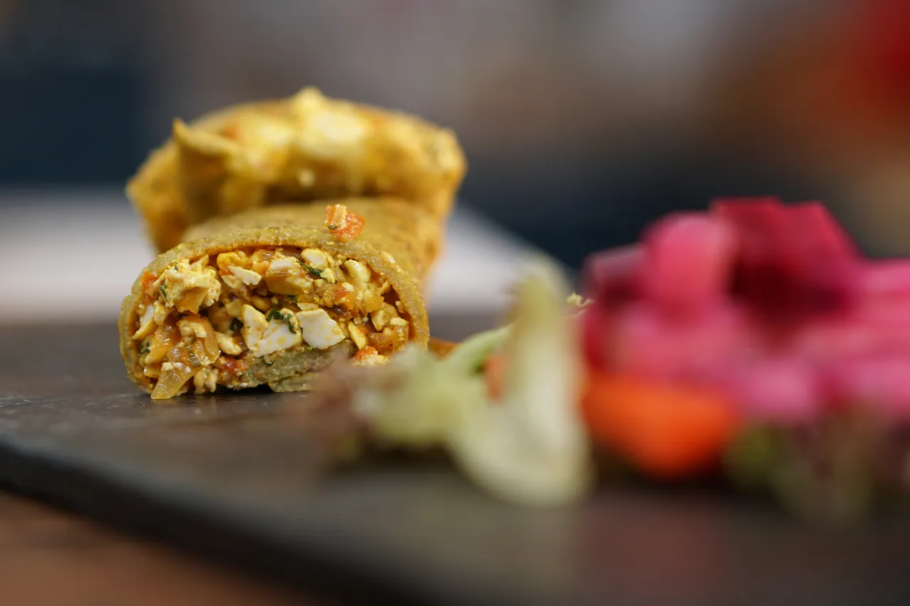 Tofu Bhurji Wrap with Pickled Veggies