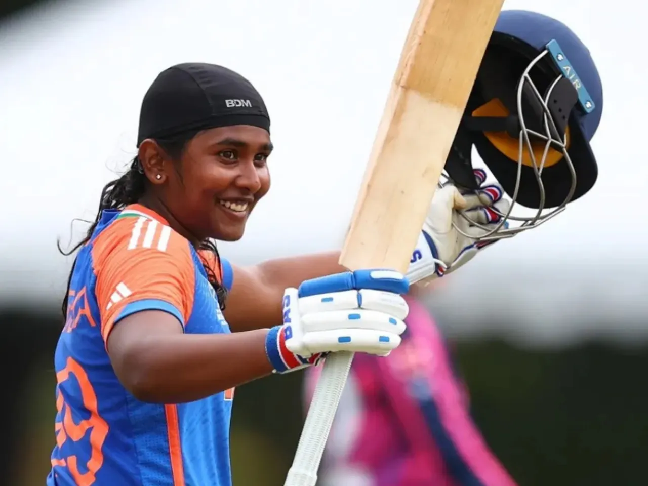 Gongadi Trisha of India celebrates