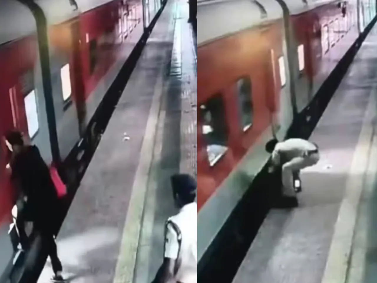 boarding from a moving train.