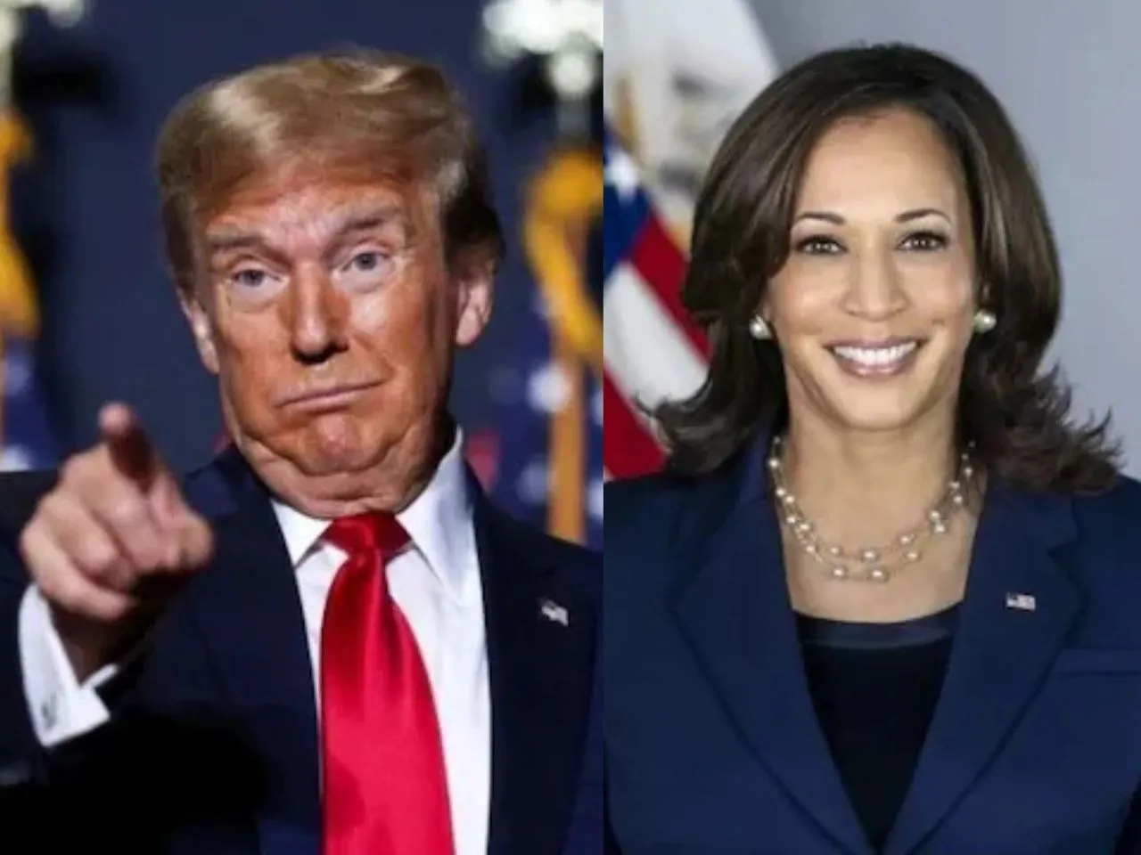 US President Donald Trump (left) and former Vice President Kamala Harris