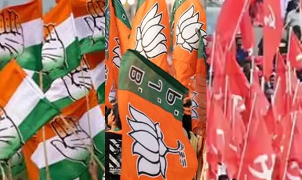 congress bjp cpm flag