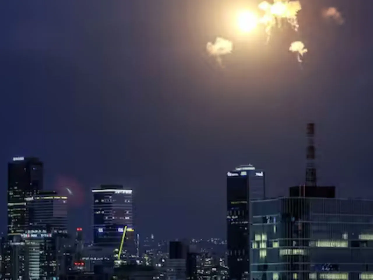Israels Iron Dome missile defence system are pictured over Tel Aviv
