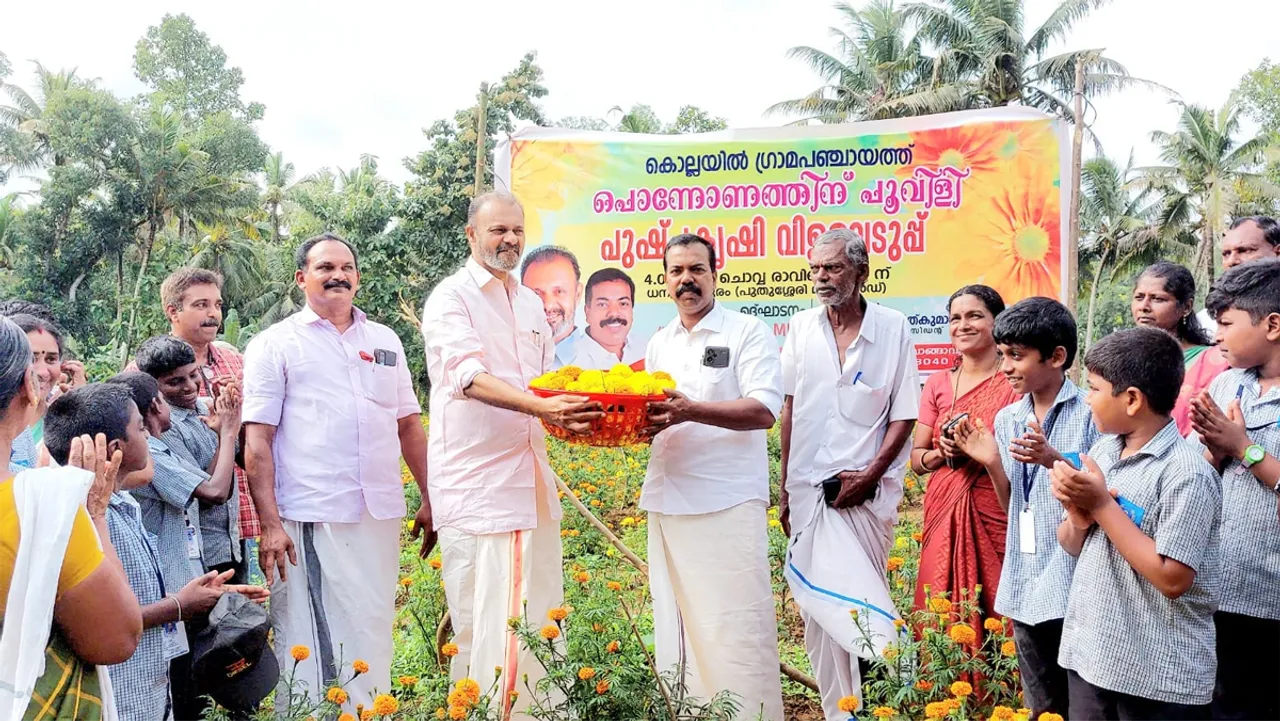 kollayil gramapanchayat flower harvest