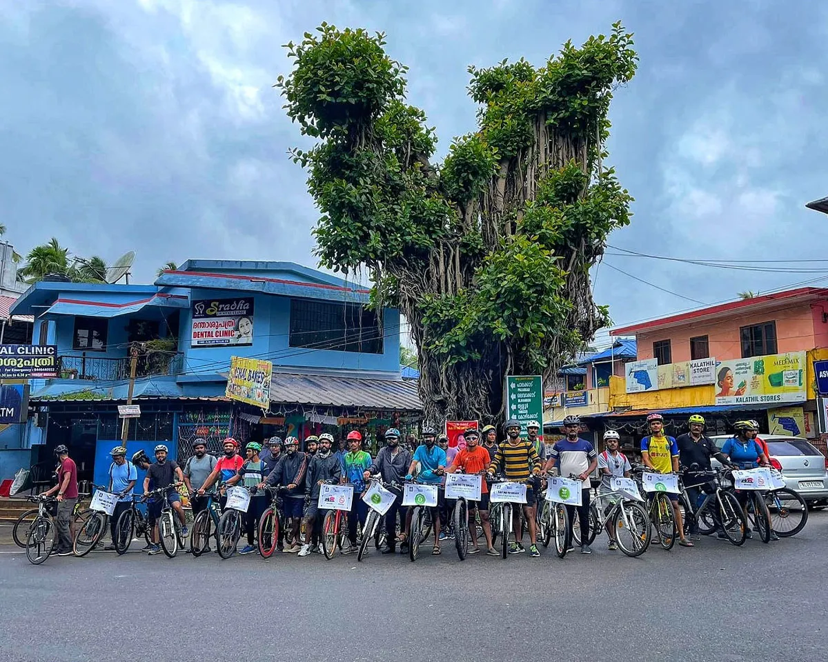cyclists protected palakkad tree grandma